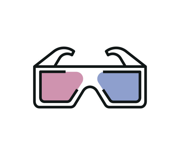 电影院用的硬纸板3D眼镜。矢量插图。图片下载