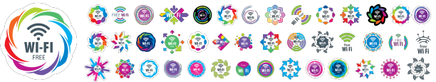 一套白色背景的wi-fi图标图片下载
