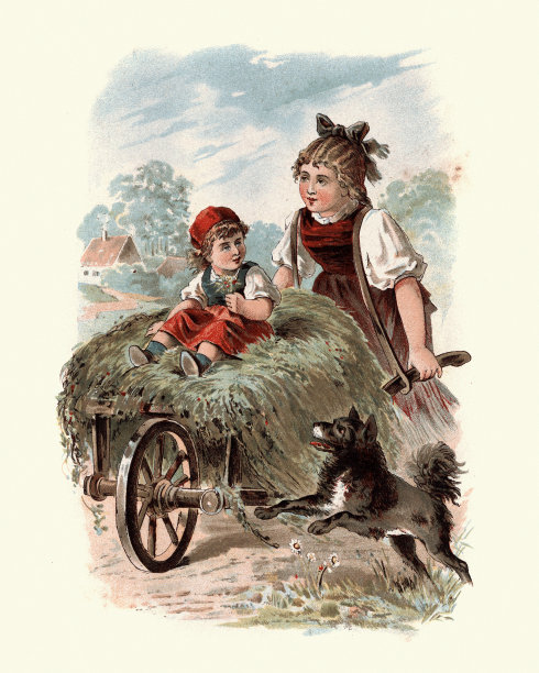 坐在独轮手推车上的小女孩，维多利亚时代，十九世纪九十年代图片下载