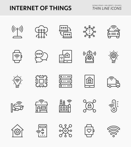 物联网可编辑笔画图标图片下载