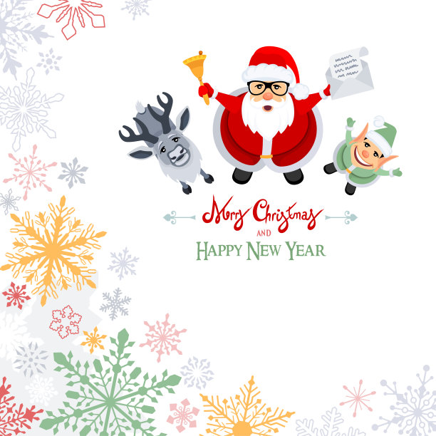 圣诞快乐。圣诞老人卡片设计。雪花背景设计。图片下载