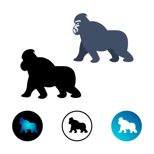 扁平的大猩猩动物图标收集图片下载