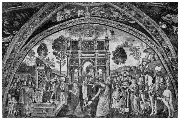 古色古香的形象:梵蒂冈波吉亚公寓的平图里奇奥壁画。圣凯瑟琳图片下载