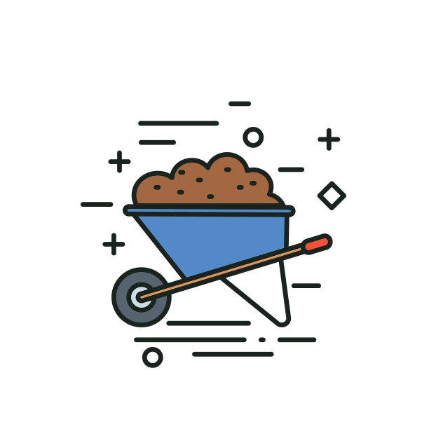 手推车农业和农业细线图标图片下载