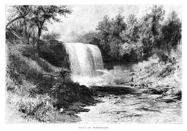 明尼哈哈瀑布，明尼阿波利斯，明尼苏达州。美国，美国地理图片下载