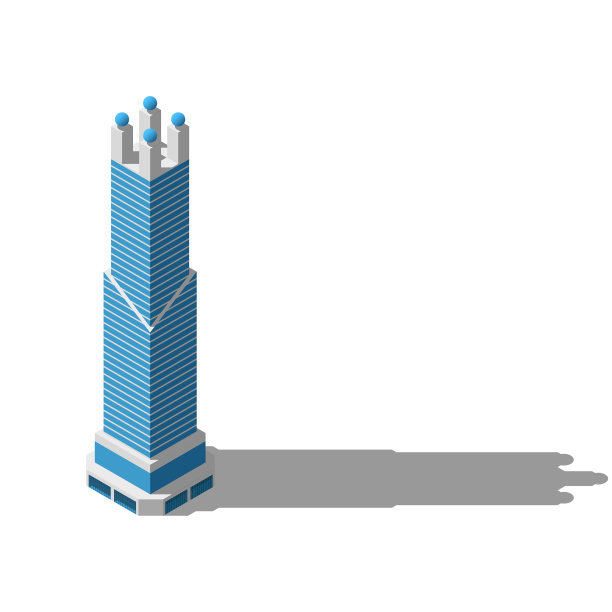 抽象等距三维摩天大楼建筑城市城镇矢量设计风格的城市建筑图片下载