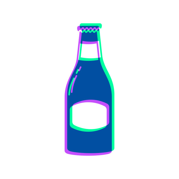 啤酒瓶。图标与两种颜色叠加在白色背景上图片下载