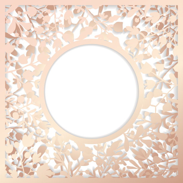 玫瑰石英花剪纸艺术具有两层和阴影。优雅的框架为贺卡(生日，情人节)，婚礼和订婚邀请卡模板图片下载