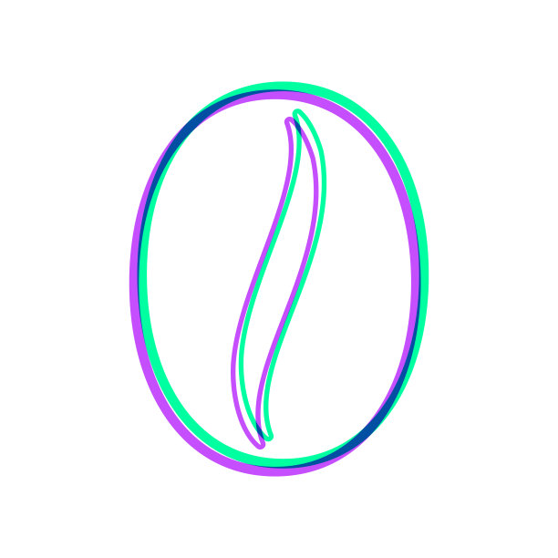 咖啡豆。图标与两种颜色叠加在白色背景上图片下载