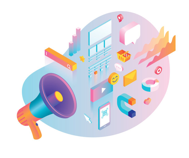 带扩音器的数字营销理念图片下载