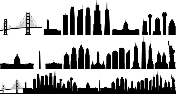 美国天际线(所有建筑都是完整且可移动的)图片下载