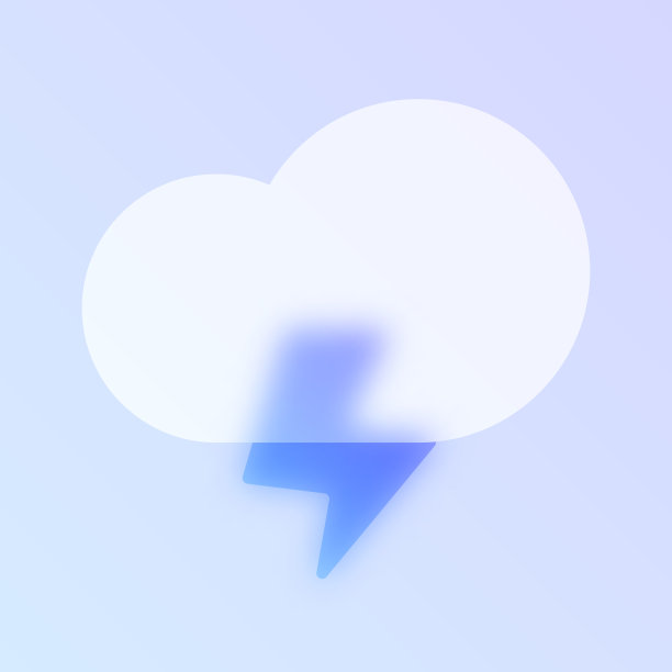 雷雨天气玻璃形态时尚风格图标。雷雨透明玻璃颜色矢量图标模糊和紫色梯度。用于网页和UI设计，移动应用程序和促销业务测谎图片下载