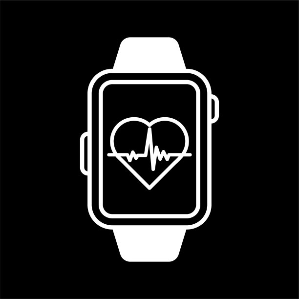 智能手表和心跳图标。图片下载