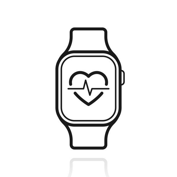 带有健康应用程序的智能手表。白色背景上有反射的图标图片下载