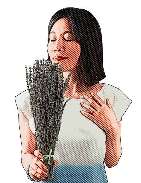 闻薰衣草花香的女子图片下载