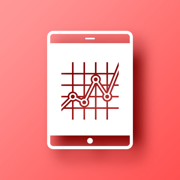 带图形的平板电脑。图标在红色背景与阴影图片下载