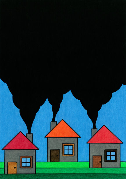 污染天空的房屋图片下载