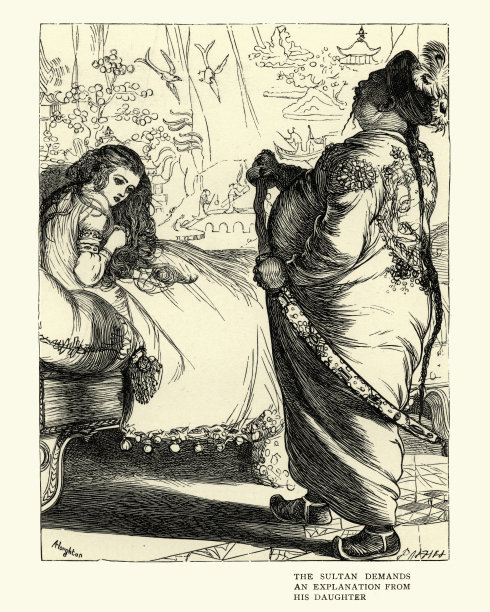 《一千零一夜》，阿拉丁，苏丹要求女儿解释图片下载