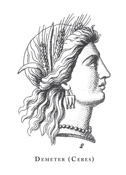 刻有得墨忒耳（谷神星）的神话人物古董插画，1851年图片下载