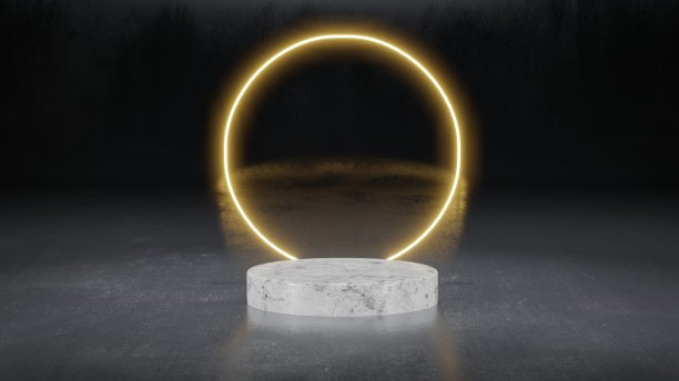 大理石的讲台或平台。3d插图渲染。用于商业、市场、广告等。简单的可定制的图片下载