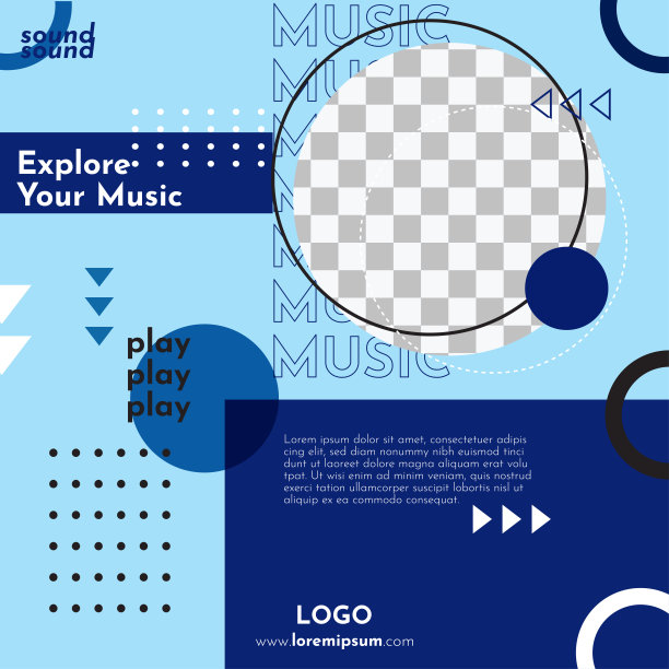 探索你的音乐社交媒体后几何设计和丰富多彩的背景。图片下载