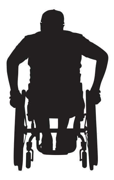轮椅男子的后视图剪影图片下载