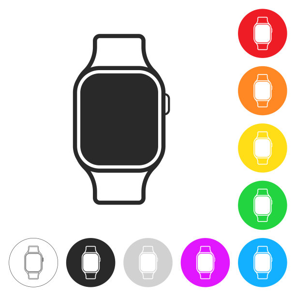 Smartwatch。彩色按钮上的图标图片下载