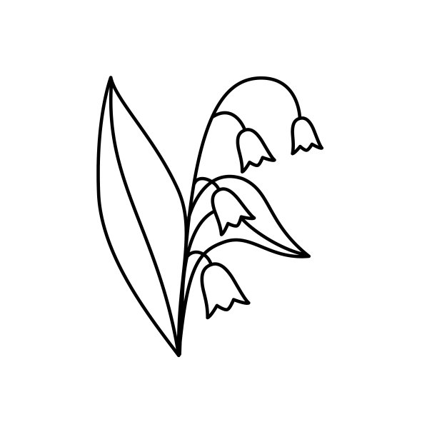 可爱的花图标在平坦的设计-铃兰的山谷图片下载