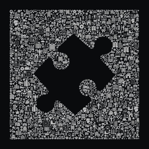 拼图建筑行业矢量图标模式图片下载