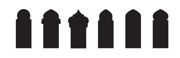 伊斯兰窗形。阿拉伯门的形状。伊斯兰建筑的门窗元素。图片下载