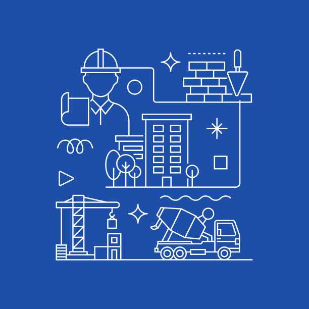 建筑和建筑相关矢量横幅设计概念，现代线风格与图标图片下载