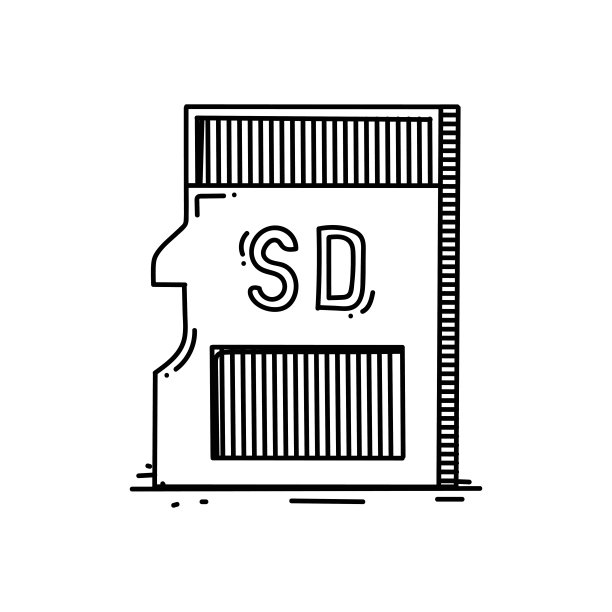 记忆卡线图标，草图设计，像素完美，可编辑的笔画。图片下载