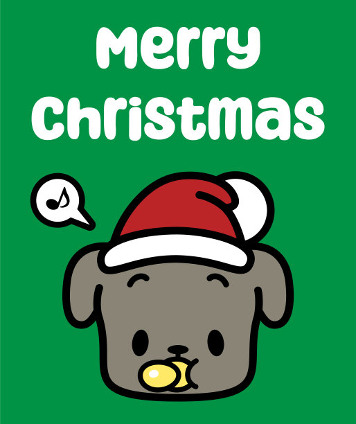 一只可爱的拉布拉多狗戴着圣诞帽，吮吸着奶嘴，祝你圣诞快乐图片下载