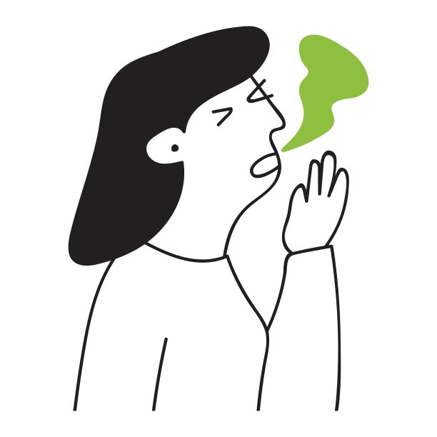 轮廓图标。年轻女子有口臭。图片下载