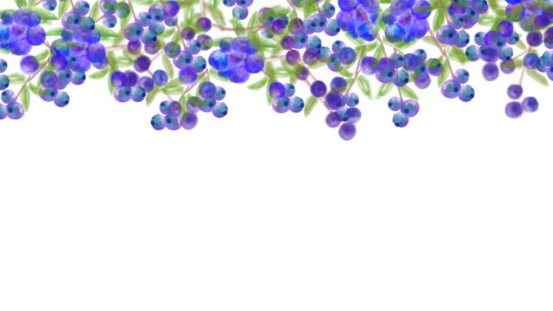 蓝莓背景框架，手绘插图水彩风格。图片下载