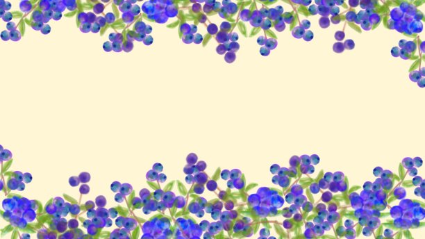 蓝莓背景框架，手绘插图水彩风格。图片下载