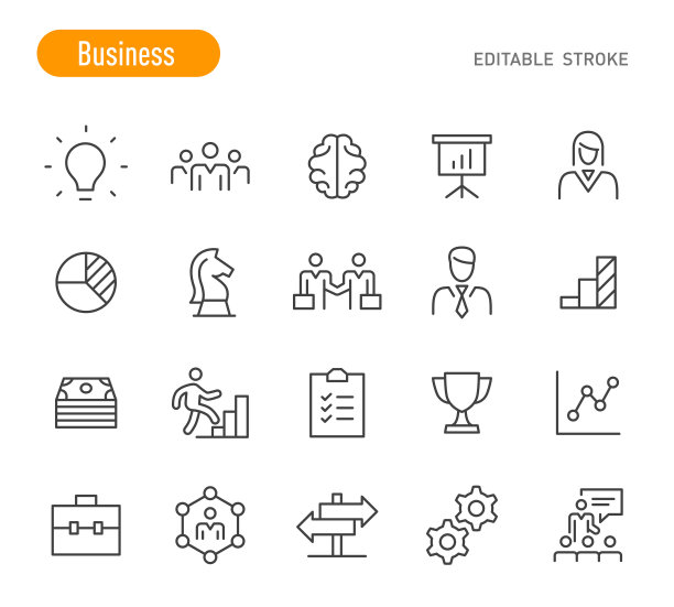 业务线图标-线系列-可编辑的笔触图片下载