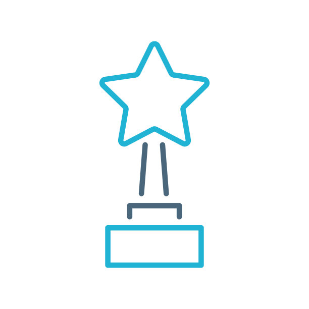 明星奖小雕像-线图标。向量股票插图图片下载