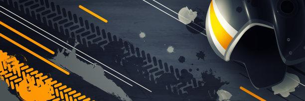 运动速度和胜利的概念在现实主义风格。赛车手的保护运动头盔背景上的赛车速度与轮胎印在轨道上。图片下载