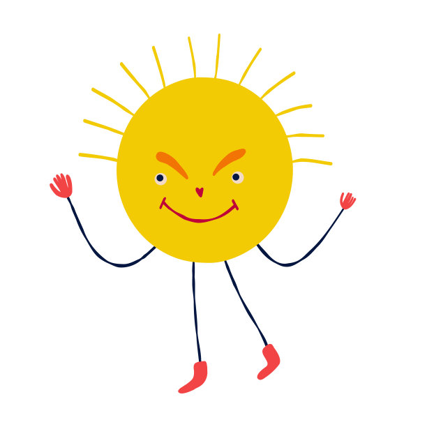非常有趣的太阳角色，有着迷人的笑脸。图片下载