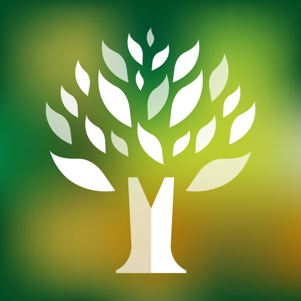 绿色树图标的颜色背景图片下载