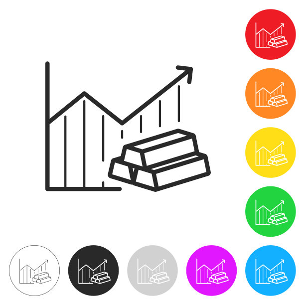 成长图与金条。彩色按钮上的图标图片下载