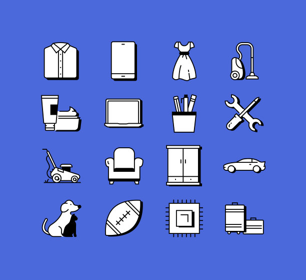 在线购物相关图标向量收集。现代风格符号向量插图图片下载