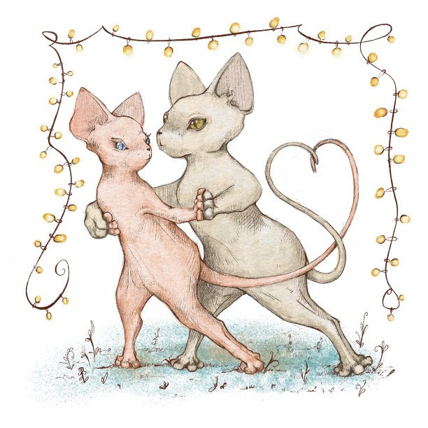 两只狮身人面像跳探戈的猫插图图片下载