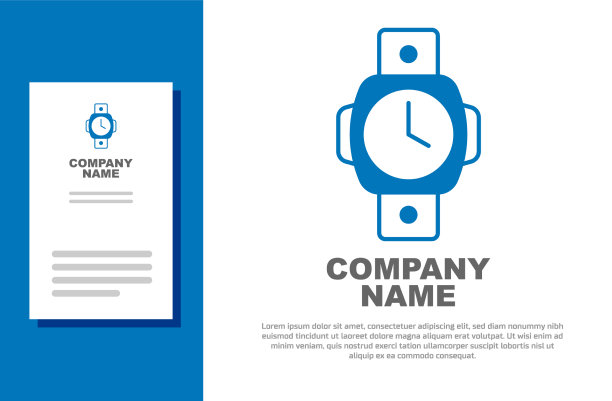 蓝色潜水表图标孤立在白色上图片下载