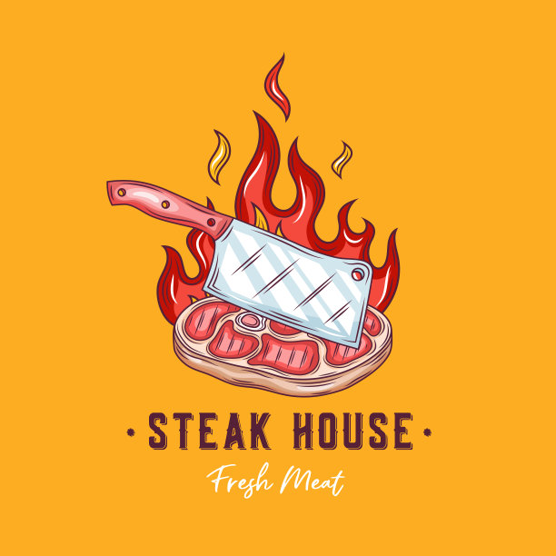 老式牛排店的标志。复古风格烧烤餐厅的标志，徽章，设计元素，标志类型模板。矢量图图片下载