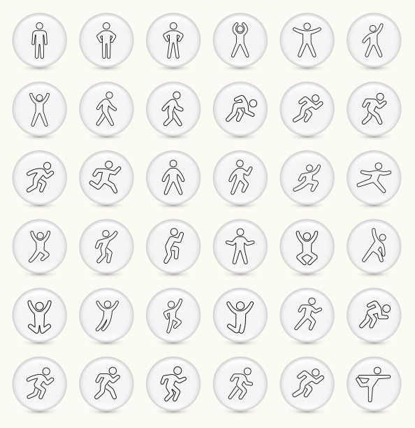 人们在运动活跃的生活方式矢量图标设置图片下载