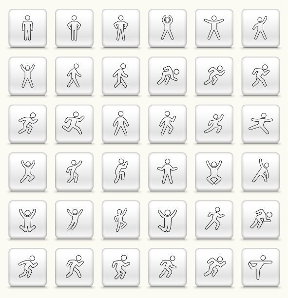 人们在运动活跃的生活方式矢量图标设置图片下载