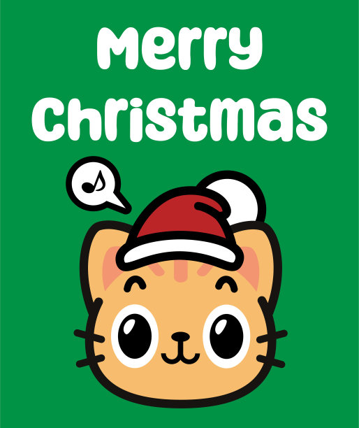 戴着圣诞帽的可爱猫咪祝您圣诞快乐图片下载