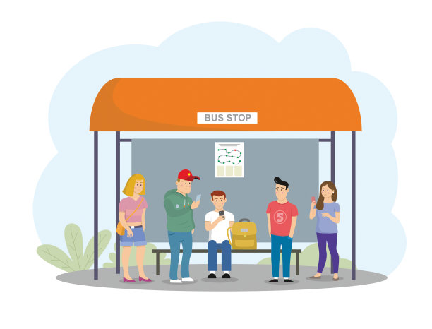 巴士站矢量图图片下载